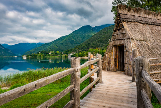 stilt house at lago di ledro in Italy