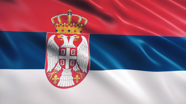 serbien-flagge - serbia stock-fotos und bilder