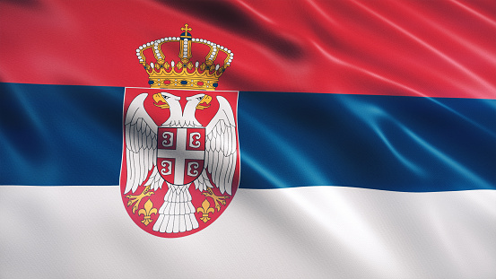 3d render Serbia Flag (Close-up)