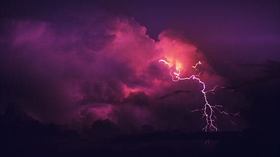Thunderstorm and beautiful colorful clouds. Close-up