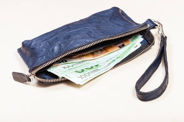 istock purse bag with credit card and euro notes on table 1180045504