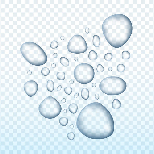 Transparent water drop on light gray background. Vector illustration Transparent water drop on light gray background. Vector stock illustration water thinking bubble drop stock illustrations