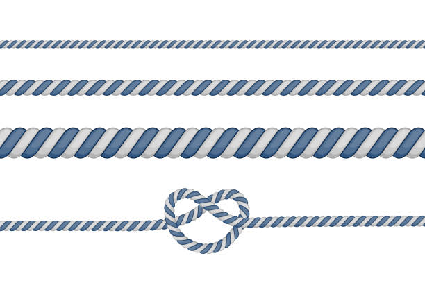 白に隔離された異なる厚さのロープのセット。ベクトルイラスト。 - rope tied knot vector hawser点のイラスト素材／クリップアート素材／マンガ素材／アイコン素材