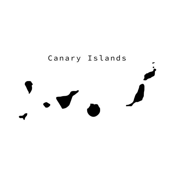 stockillustraties, clipart, cartoons en iconen met vector illustratie van zwarte silhouet canarische eilanden. - canarische eilanden