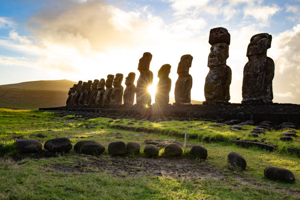 istock Easter island landscape. Ahu Tongariki. Panoramic view Papa nui 1180057309