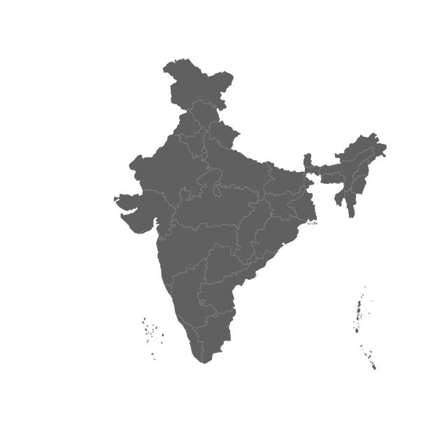 illustrations, cliparts, dessins animés et icônes de illustration de vecteur de carte grise d'inde. carte vectorielle. - india