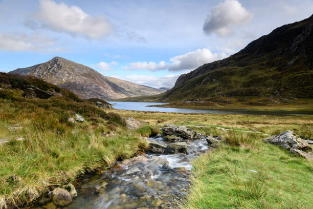 Tryfan, Glyder Fawr and Llyn Ogwen in the Ogwen Valley in North Wales