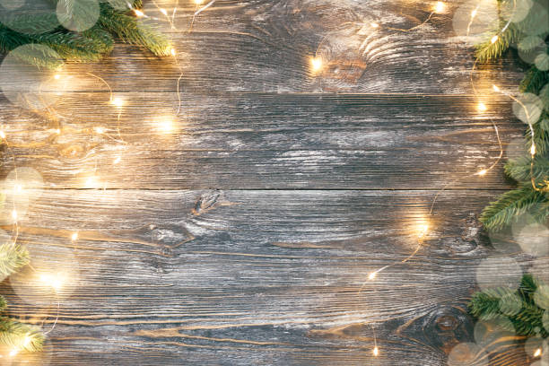 istock Christmas wooden background with copy space. 1180062224