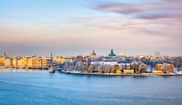 Centro di Stoccolma, Skeppsholmen una fredda giornata invernale - foto stock