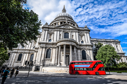 London Public Transportation In Front Of St.Paul's Cathedral