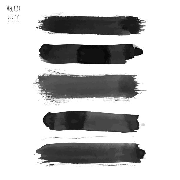 istock Set of dark black vector watercolor hand painted stripes 1180067087