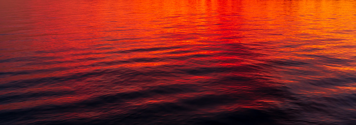 Reflections of a beautiful orange sunset on water
