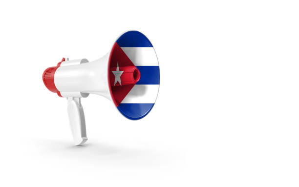 istock Megaphone or Loudspeaker with Cuban Flag on White 1180072354