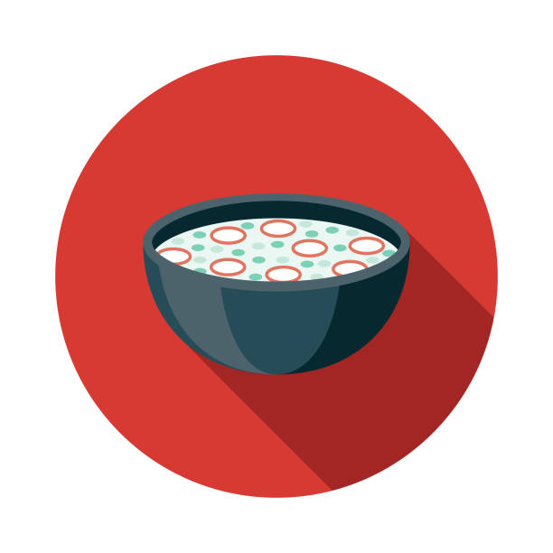 Okroshka Russian Food Icon A flat design Russian food and drink icon with a long shadow. File is built in the CMYK color space for optimal printing. Color swatches are global so it’s easy to change colors across the document. kvass stock illustrations