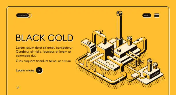 Vector illustration of Petroleum refinery plant vector web page template