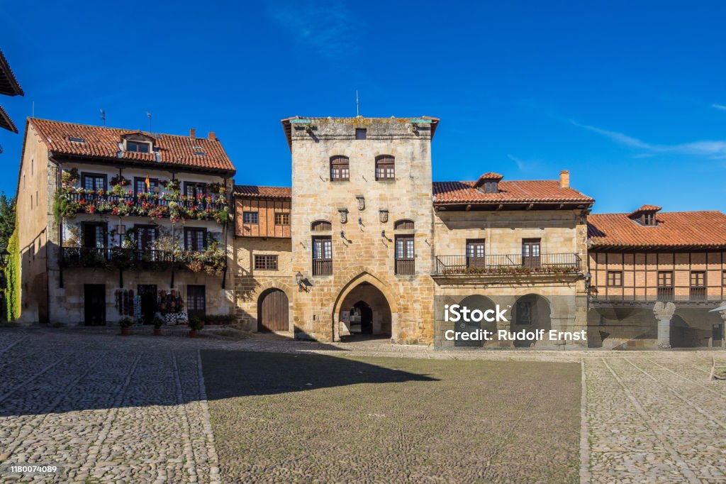 Plaza de Mayor in Santillana del Mar, Cantabria, Spain Plaza de Mayor in Santillana del Mar, Cantabria, Spain. Typical architecture in the main square of Santillana del Mar Santillana Del Mar Stock Photo Plaza de Mayor in Santillana del Mar, Cantabria, Spain Plaza de Mayor in Santillana del Mar, Cantabria, Spain. Typical architecture in the main square of Santillana del Mar Santillana Del Mar Stock Photo