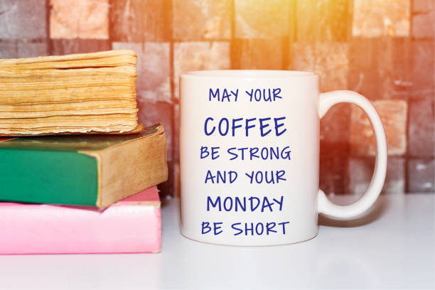 istock Inspirational quotes, coffee and Monday Greeting 1180075055