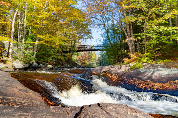 Fall Colors on Stubb's Falls of Arrowhead Provincial Park, Huntsville, Ontario, Canada. Ontario, Canada. huntsville ontario stock pictures, royalty-free photos & images
