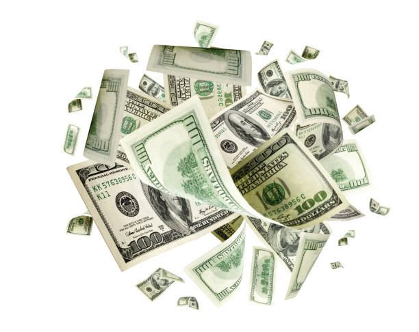 istock Us dollar bill. Washington american cash. Falling usd money back 1180080291