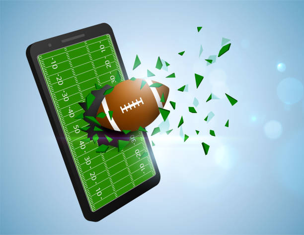 smartfon łamiący piłkę nożną - zakłady bukmacherskie stock illustrations