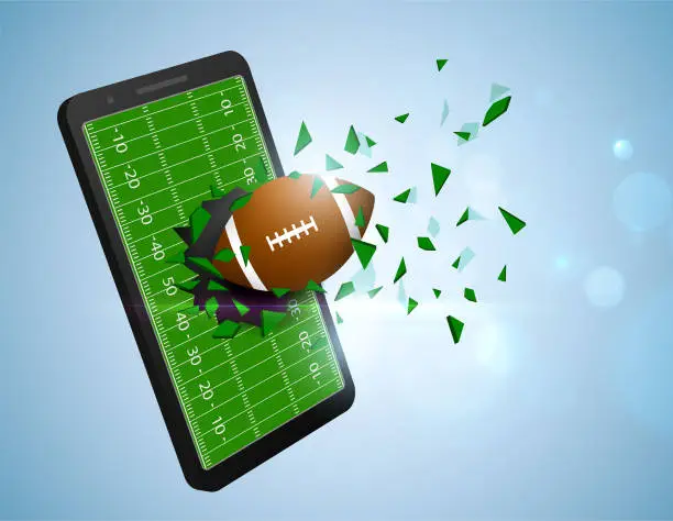 Vector illustration of Football breaking smartphone