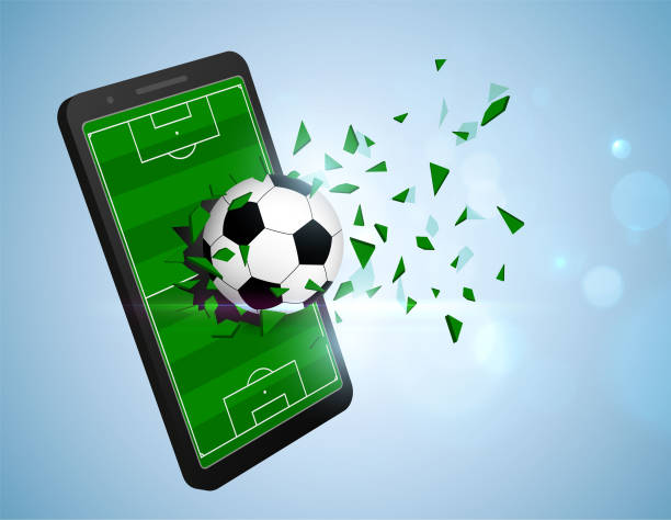 ilustrações de stock, clip art, desenhos animados e ícones de soccer ball breaking smartphone - broken glass green shattered glass