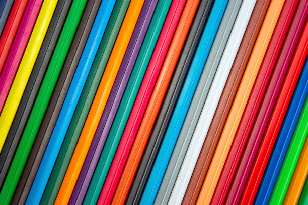 istock Colored pencils and pen for drawing. Texture and background. 1180085815