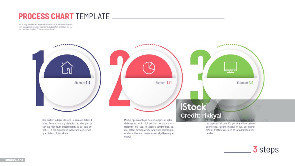 Vector Infographic Numbered Process Chart Template Three Steps Stock ...