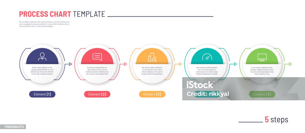 Vector Infographic Process Chart Template Five Steps Stock Illustration ...