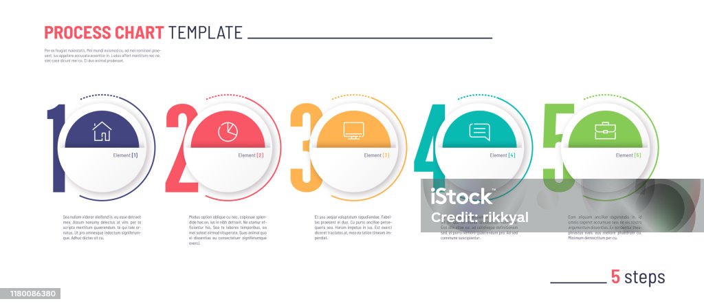 Vector Infographic Numbered Process Chart Template Five Steps Stock ...
