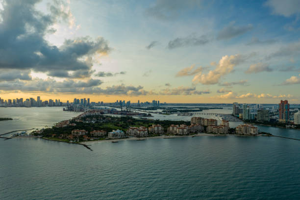 istock Sunset over Miami Beach Fisher Island 1180087907
