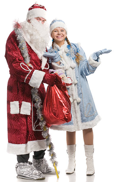 istock Santa Claus and Snow maiden 118009020