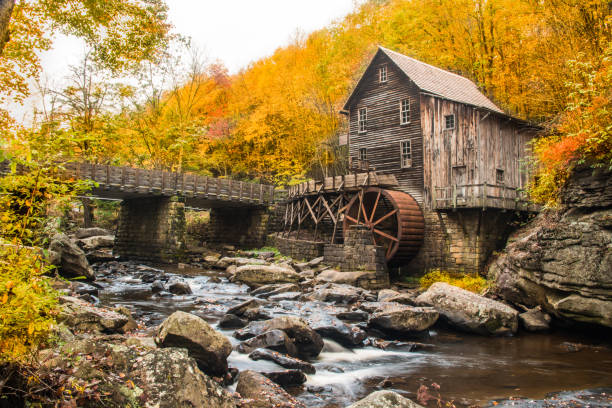 Glade Creek Grist Mill in the Fall stock photo