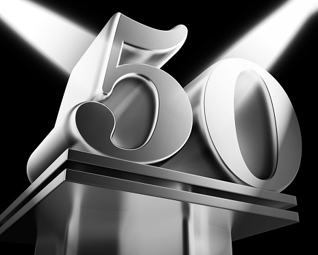 Fiftieth anniversary celebration shows celebrations and greetings for marriage. 50th year of marriage congratulation - 3d illustration