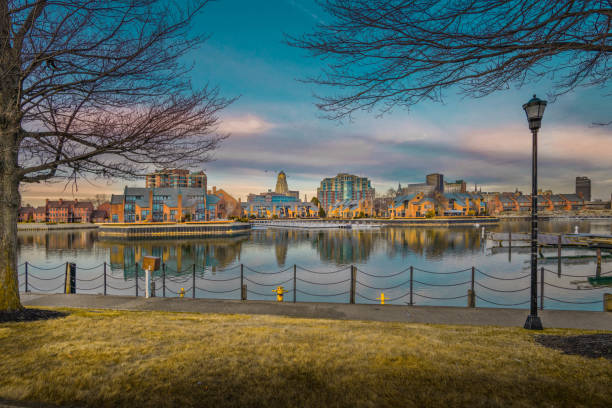 Buffalo New York Business District Day and Night