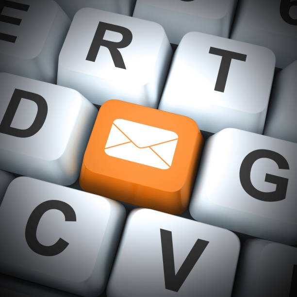istock Email concept icons means electronic mail correspondence using internet - 3d illustration 1180109527