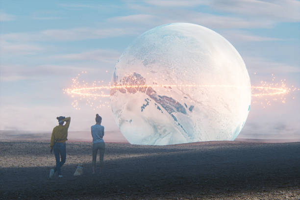 istock Young women watching mysterious celestial body 1180110859