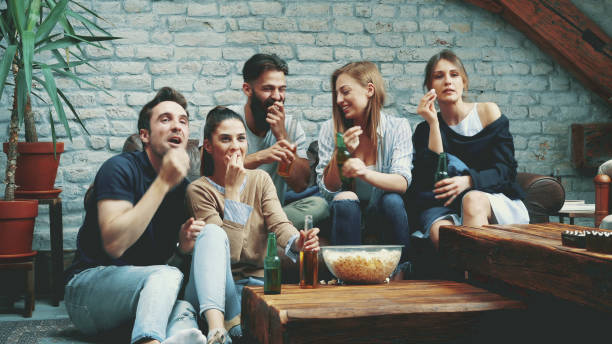 istock Watching football world cup with friends 1180112295