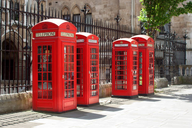 istock Classic London red telephone boxes 1180116758
