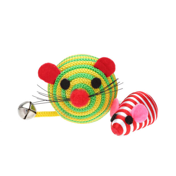 istock Colorful toy mice for cats on white background 1180116759