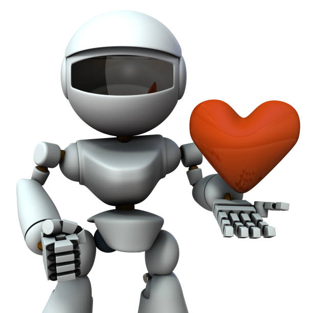 istock An artificial intelligence robot with a heart in hand. White background. 3D illustration. 1180117681