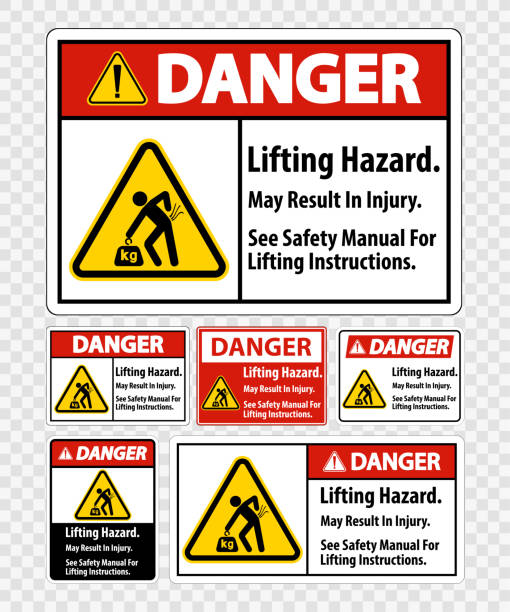 istock Lifting Hazard,May Result In Injury, See Safety Manual For Lifting Instructions Symbol Sign Isolate on transparent Background,Vector Illustration 1180125903