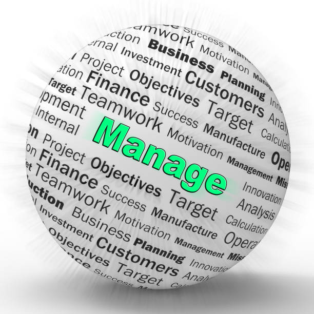 istock Manage concept icon means supervising and overseeing an operation - 3d illustration 1180130623
