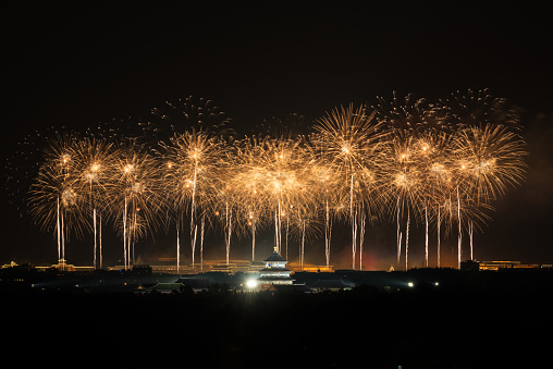 China Beijing National Day Fireworks Display celebrates the 70th