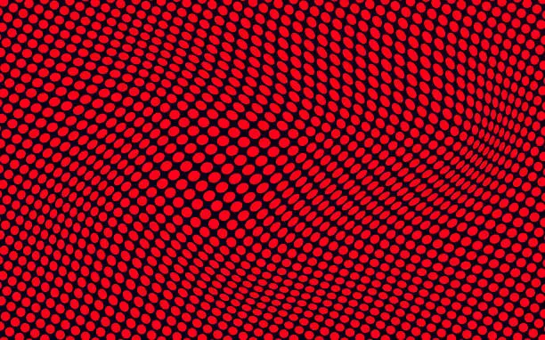 Vector illustration of Abstract Dotted Background, Wave Pattern In Black And Red Color, Christmas Background