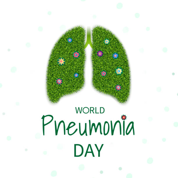 вектор дня пневмонии - human lung healthy lifestyle healthcare and medicine green stock illustrations