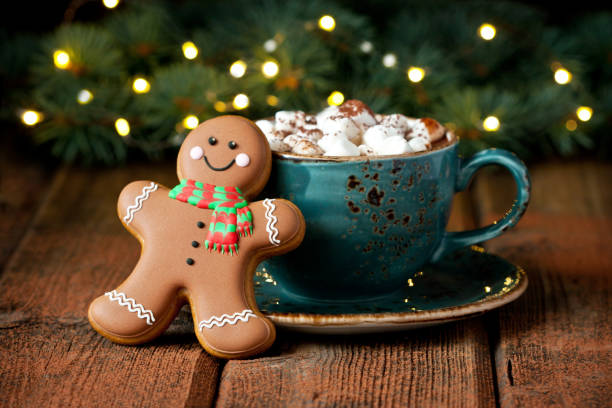 istock Christmas gingerbread cookies  with hot chocolate and marshmallow 1180147233