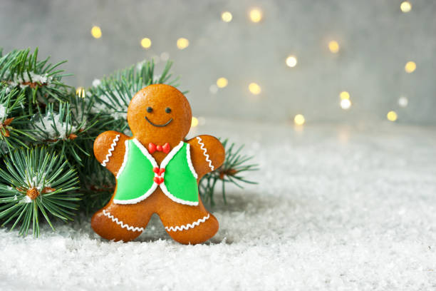 istock Christmas composition with  cookies on  snow  background 1180147253