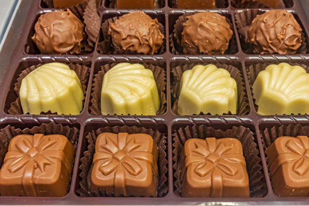 istock close up special chocolates with different figures in gift box 1180151397