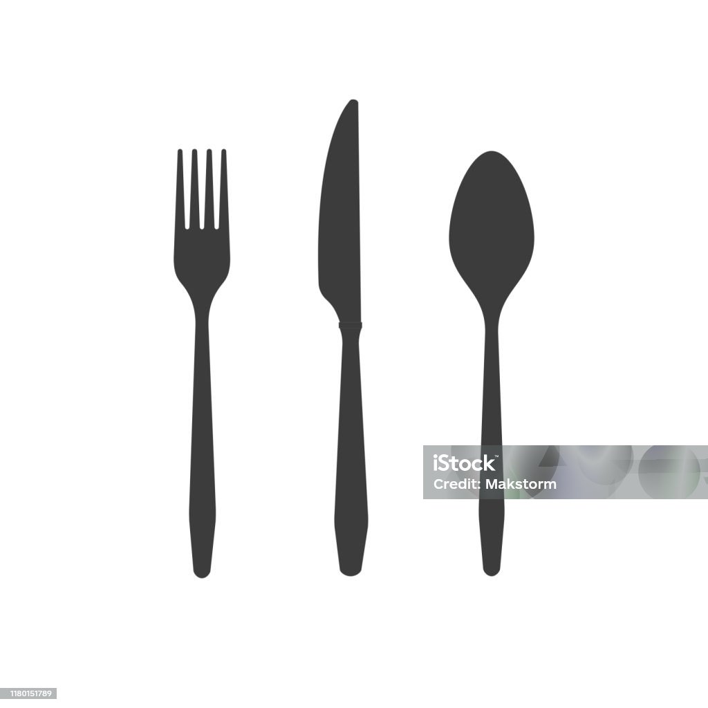 synge udsættelse Mor Cutlery Black Silhouettes Knives Forks Spoons Isolated On White Background  Stock Illustration - Download Image Now - iStock